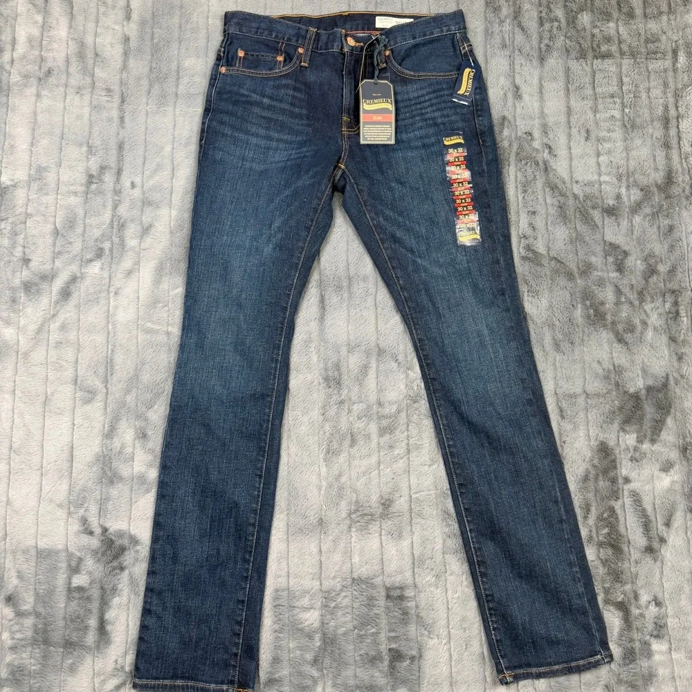 Cremieux Premium Denim Mens Slim Fit Jeans Dark Wash Blue 30x32 YT51Z207